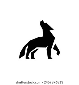 Wolf silhouette logo icon. Howling predator sign. Wild canine animal symbol design illustration