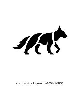 Wolf silhouette logo icon. Howling predator sign. Wild canine animal symbol design illustration