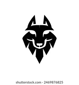 Wolf silhouette logo icon. Howling predator sign. Wild canine animal symbol design illustration