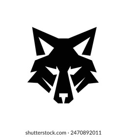 Wolf silhouette logo icon. Howling predator sign. Wild canine animal symbol design illustration