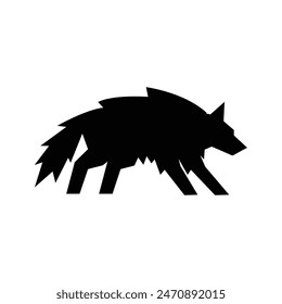 Wolf silhouette logo icon. Howling predator sign. Wild canine animal symbol design illustration