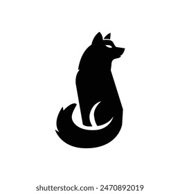 Wolf silhouette logo icon. Howling predator sign. Wild canine animal symbol design illustration