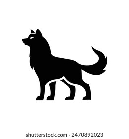 Wolf silhouette logo icon. Howling predator sign. Wild canine animal symbol design illustration