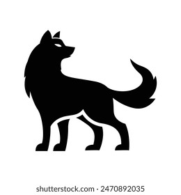 Wolf silhouette logo icon. Howling predator sign. Wild canine animal symbol design illustration