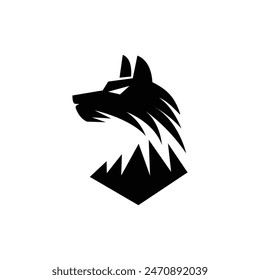 Wolf silhouette logo icon. Howling predator sign. Wild canine animal symbol design illustration