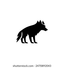 Wolf silhouette logo icon. Howling predator sign. Wild canine animal symbol design illustration