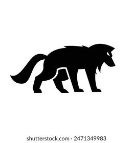 Wolf silhouette logo icon. Howling predator sign. Wild canine animal symbol design illustration