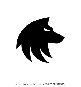 Wolf silhouette logo icon. Howling predator sign. Wild canine animal symbol design illustration