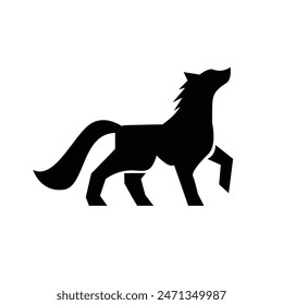 Wolf silhouette logo icon. Howling predator sign. Wild canine animal symbol design illustration