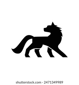 Wolf silhouette logo icon. Howling predator sign. Wild canine animal symbol design illustration