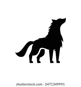 Wolf silhouette logo icon. Howling predator sign. Wild canine animal symbol design illustration