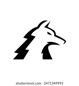 Wolf silhouette logo icon. Howling predator sign. Wild canine animal symbol design illustration