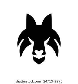 Wolf silhouette logo icon. Howling predator sign. Wild canine animal symbol design illustration