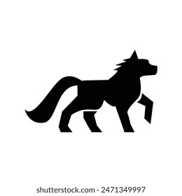 Wolf silhouette logo icon. Howling predator sign. Wild canine animal symbol design illustration