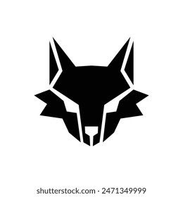 Wolf silhouette logo icon. Howling predator sign. Wild canine animal symbol design illustration