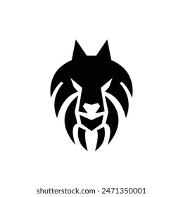 Wolf silhouette logo icon. Howling predator sign. Wild canine animal symbol design illustration