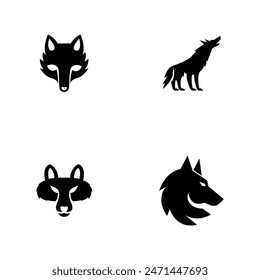 Wolf silhouette logo icon. Howling predator sign. Wild canine animal symbol design illustration