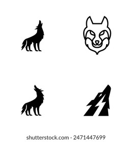 Wolf silhouette logo icon. Howling predator sign. Wild canine animal symbol design illustration