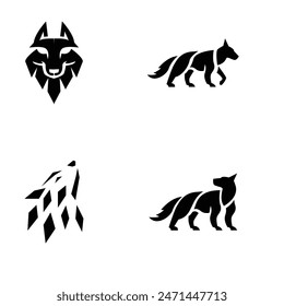 Wolf silhouette logo icon. Howling predator sign. Wild canine animal symbol design illustration