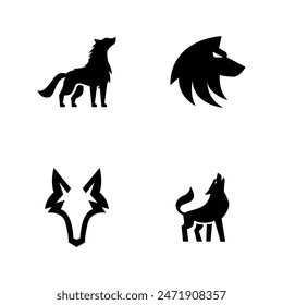 Wolf silhouette logo icon. Howling predator sign. Wild canine animal symbol design illustration