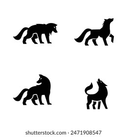 Wolf silhouette logo icon. Howling predator sign. Wild canine animal symbol design illustration