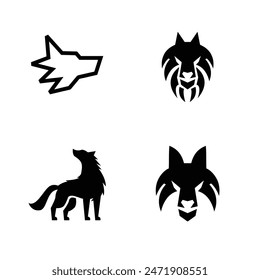 Wolf Silhouette Logo-Symbol. Heulendes Raubtier-Zeichen. Wilde Hunde-Tier-Symbol-Design-Illustration