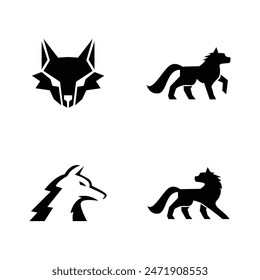 Wolf silhouette logo icon. Howling predator sign. Wild canine animal symbol design illustration