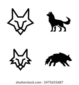 Wolf silhouette logo icon. Howling predator sign. Wild canine animal symbol design illustration