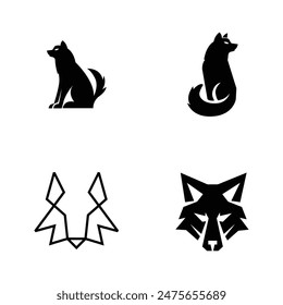 Wolf silhouette logo icon. Howling predator sign. Wild canine animal symbol design illustration