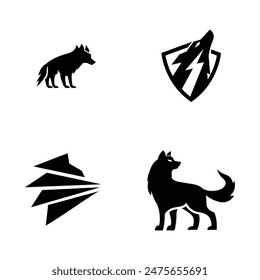 Wolf silhouette logo icon. Howling predator sign. Wild canine animal symbol design illustration