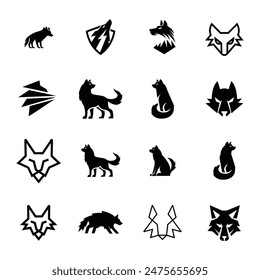 Wolf Silhouette Logo-Symbol. Heulendes Raubtier-Zeichen. Wilde Hunde-Tier-Symbol-Design-Illustration