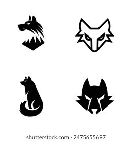 Wolf silhouette logo icon. Howling predator sign. Wild canine animal symbol design illustration