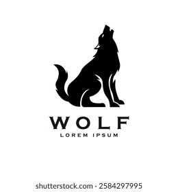 Wolf silhouette logo icon. Howling wolf symbol. Wolf sign. Wild wolf vector illustration