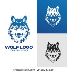 Wolf silhouette logo icon. Wild canine animal symbol. Vector illustration. Wolf Logo Vector