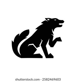 Wolf silhouette logo template. Howling predator sign Vector illustration.