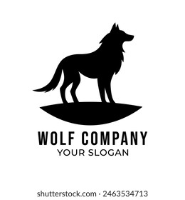 Wolf silhouette logo template isolated on white background