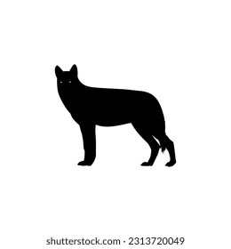 Lobo de silueta para el tipo de logotipo, Ilustración de arte, Pictograma, sitio web, aplicaciones o elemento de diseño gráfico. Ilustración vectorial