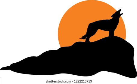 wolf Silhouette and moon