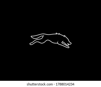 Wolf Silhouette auf schwarzem Hintergrund. Einzelne Vektor-Tiervorlage für Logofirma, Symbol, Symbol usw.