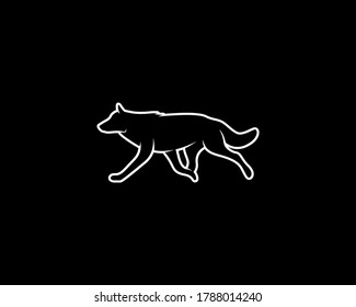 Wolf Silhouette auf schwarzem Hintergrund. Einzelne Vektor-Tiervorlage für Logofirma, Symbol, Symbol usw.