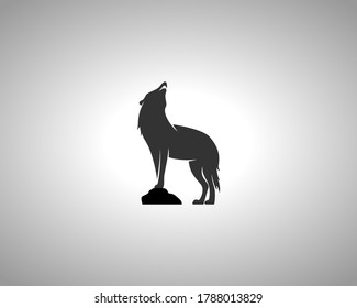 Wolf Silhouette auf weißem Hintergrund. Einzelne Vektor-Tiervorlage für Logofirma, Symbol, Symbol usw.