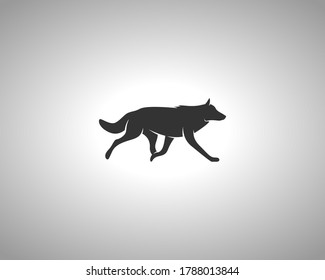 Wolf Silhouette auf weißem Hintergrund. Einzelne Vektor-Tiervorlage für Logofirma, Symbol, Symbol usw.