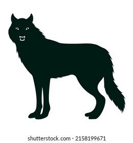 wolf silhouette side view isolated white background