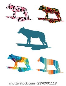 Wolf Silhouette Various Wolf 
 Illustrations  