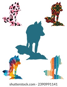 Wolf Silhouette Various Wolf 
 Ilustraciones  