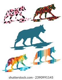 Wolf Silhouette Various Wolf 
 Illustrations  