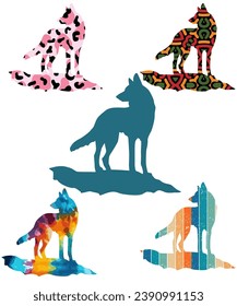 Wolf Silhouette Various Wolf 
 Illustrations  