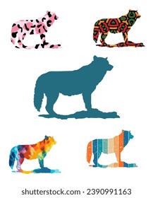 Wolf Silhouette Various Wolf 
 Illustrations  