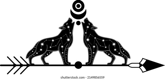 Wolf. Wolf silhouette. Vector illustration.