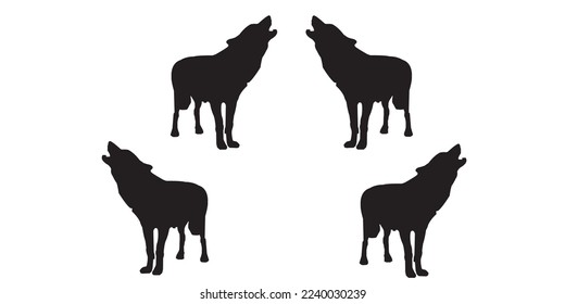 wolf silhouette vector illustration on white background